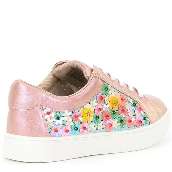 💕🔹️Betsey Johnson 🔹️Girls' Romy Floral Sequin Sneakers (Youth) - Picture 2 of 4